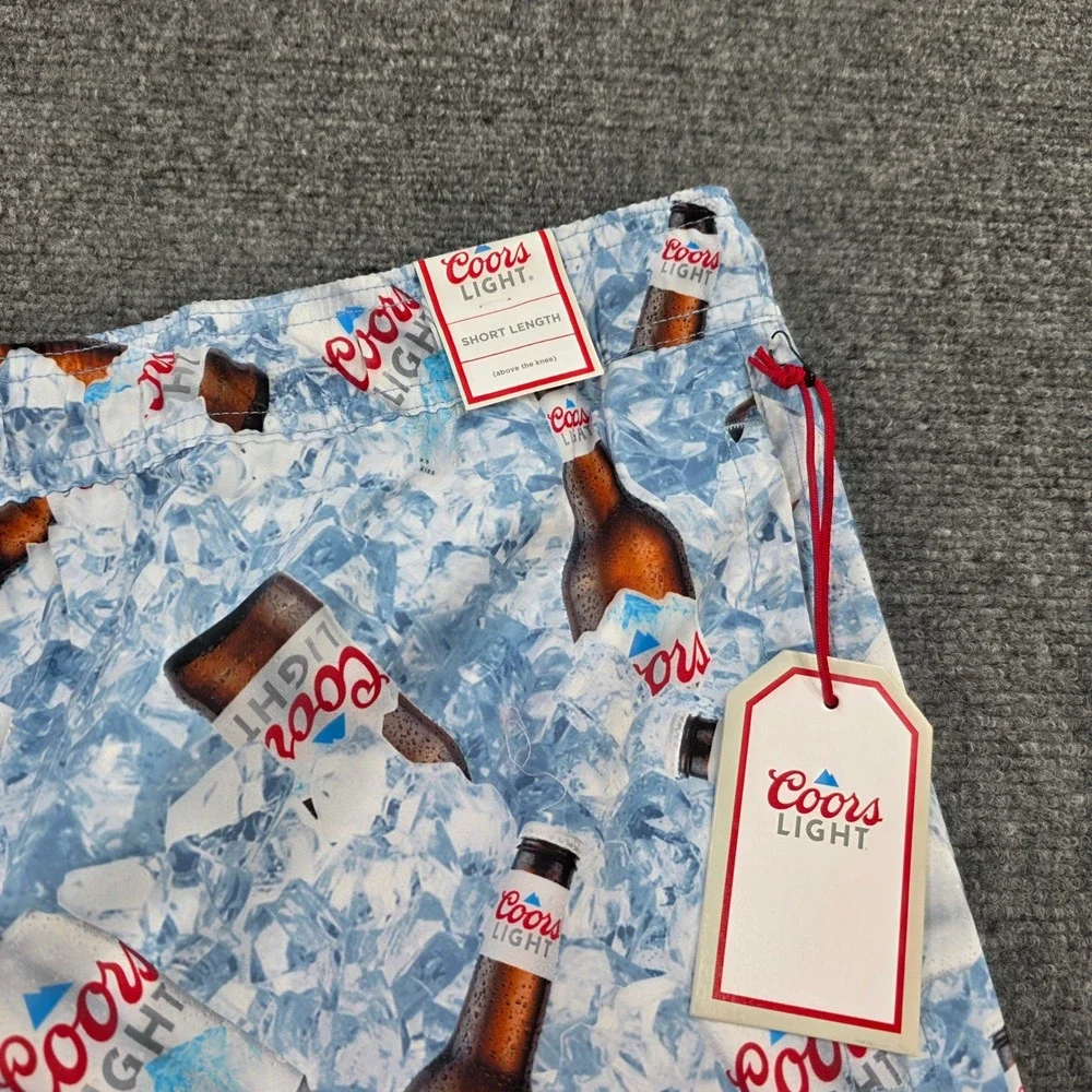 Coors Light‎ Swim Trunks Mens 4XB Beer Bottle Ice Pattern Drawstring Shorts